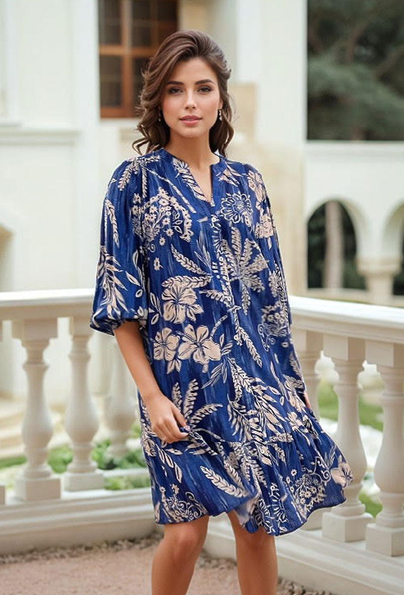 Deep Indigo Botanical Dress