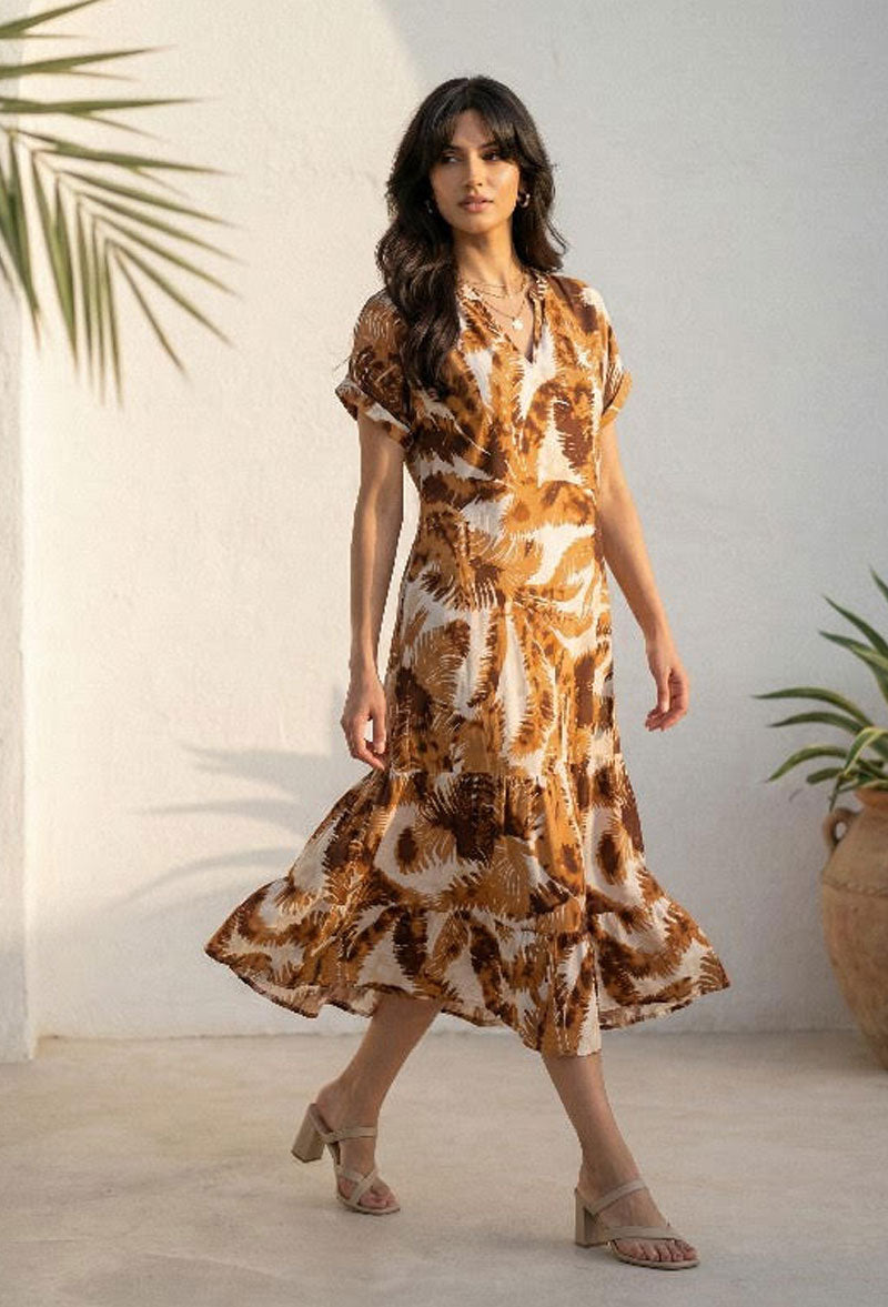 Cocoa Wind Boho Ruffle Dress