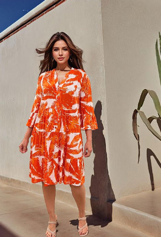 Coral Breeze Feather Dress