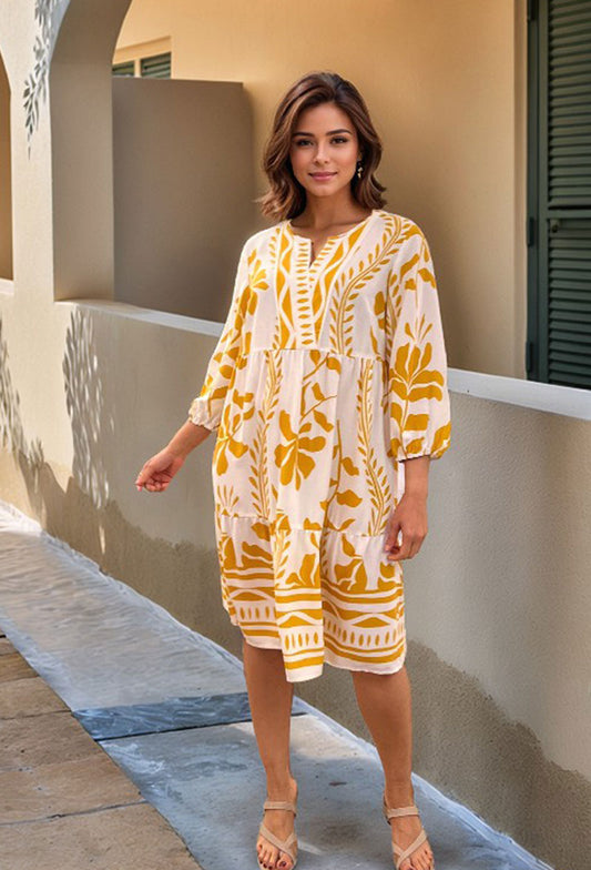 Marigold Meadow Border-Print Dress